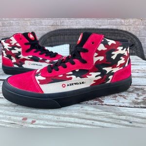Mens 10 Custom Airwalk Ollie painted dyed red black camouflage skateboard shoes